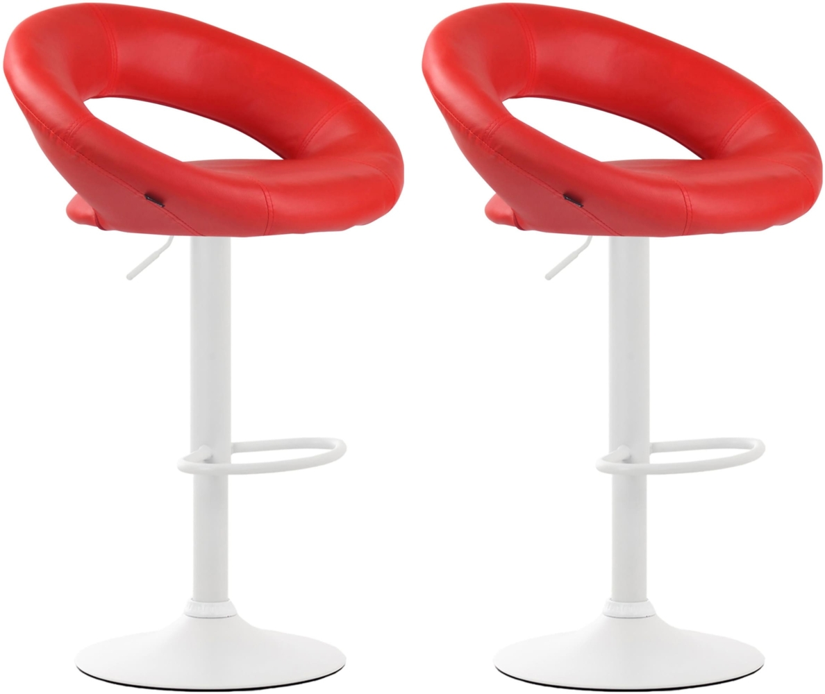 CLP 2er Set Barhocker Olinda Kunstleder höhenverstellbar und drehbar,rot weiß Bild 1