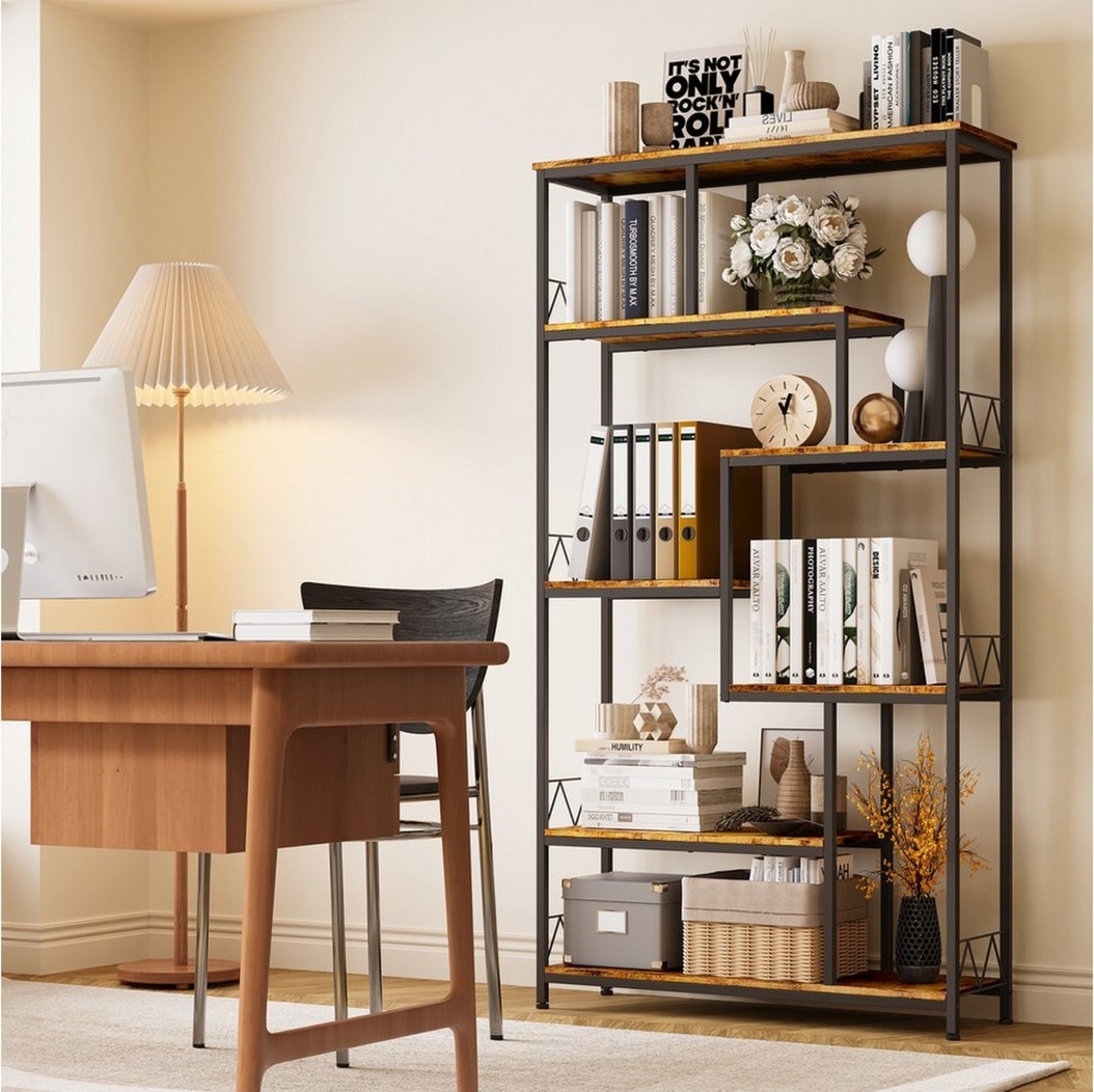 Bealife Bücherregal,6 Etagen, freistehendes Regal für Wohnzimmer, Büro,180x100x30cm Bild 1