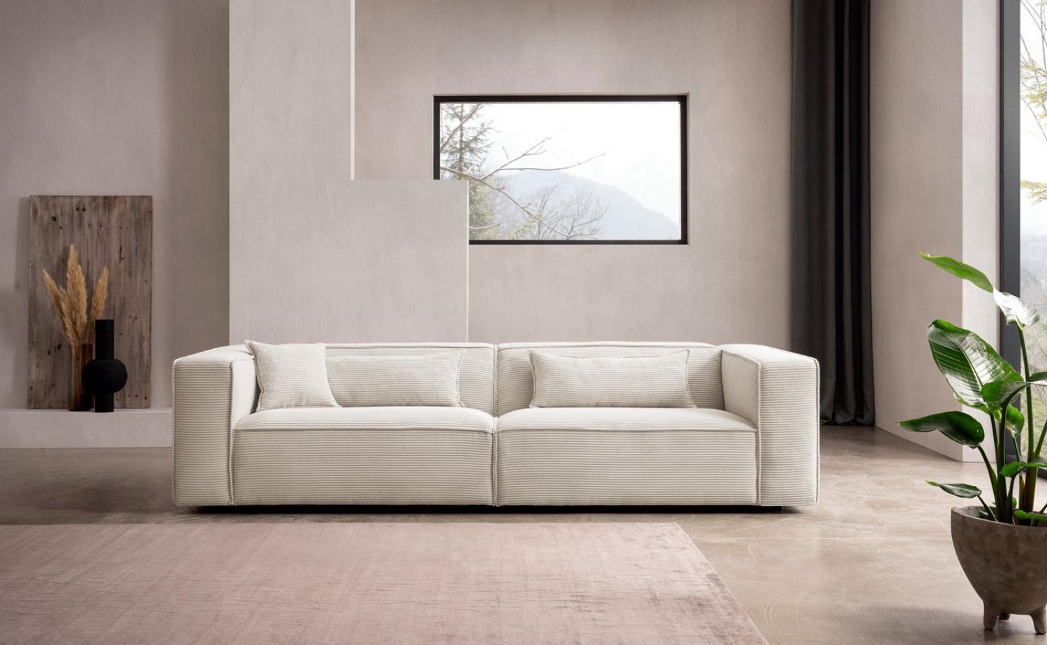 LeGer Home by Lena Gercke 3-Sitzer PIARA, Couch mit Kedernaht, Sofa in Cord oder Leinenoptik, schwarze Füße, bequemer Sitzkomfort Bild 1