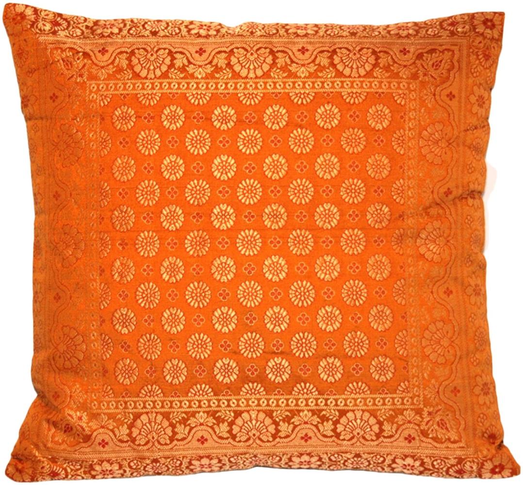 Handgewebter indischer Banarasi Seide Deko-Kissenbezug in Braun - 40 cm x 40 cm | 16 x 16 Zoll Bild 1