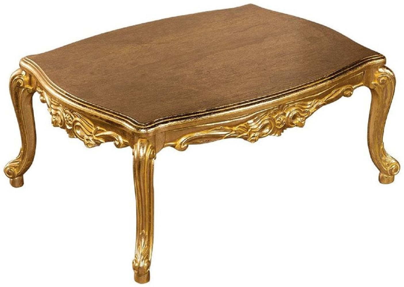 Casa Padrino Luxus Barock Couchtisch Gold - Handgefertigter Massivholz Wohnzimmertisch - Prunkvolle Massivholz Wohnzimmer Möbel im Barockstil Bild 1