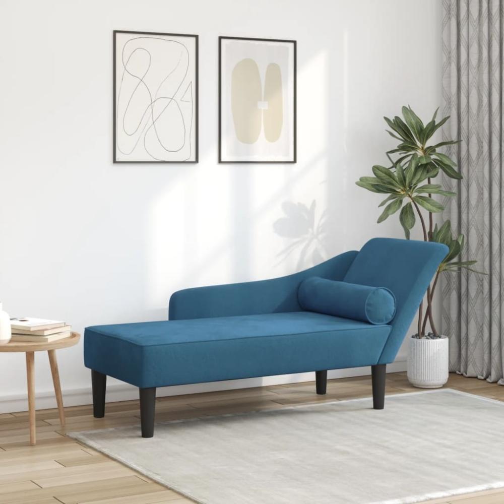 vidaXL Chaiselongue mit Kissen Blau Samt Bild 1