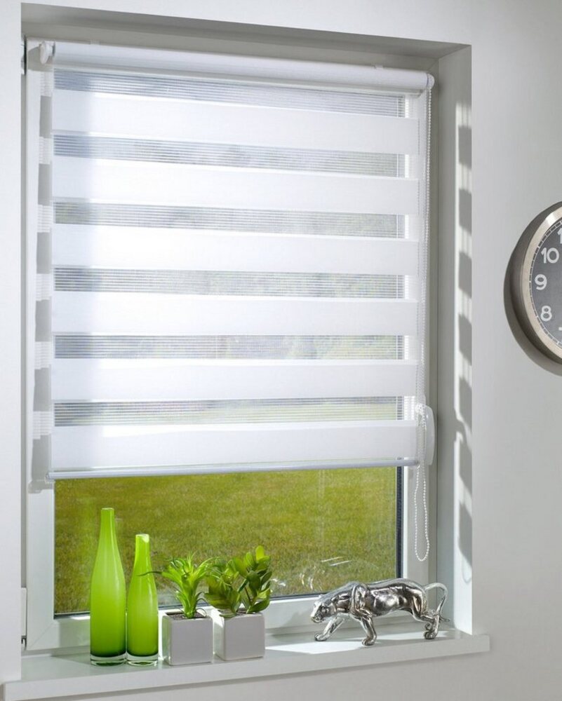 Doppelrollo Duo-Doppelrollo KLEMMFIX, DécoProfi, Lichtschutz, mit Bohren/ohne Bohren, Fenster- oder Wandmontage, abwechselnd transparent und blickdicht gewebtes Textil Bild 1