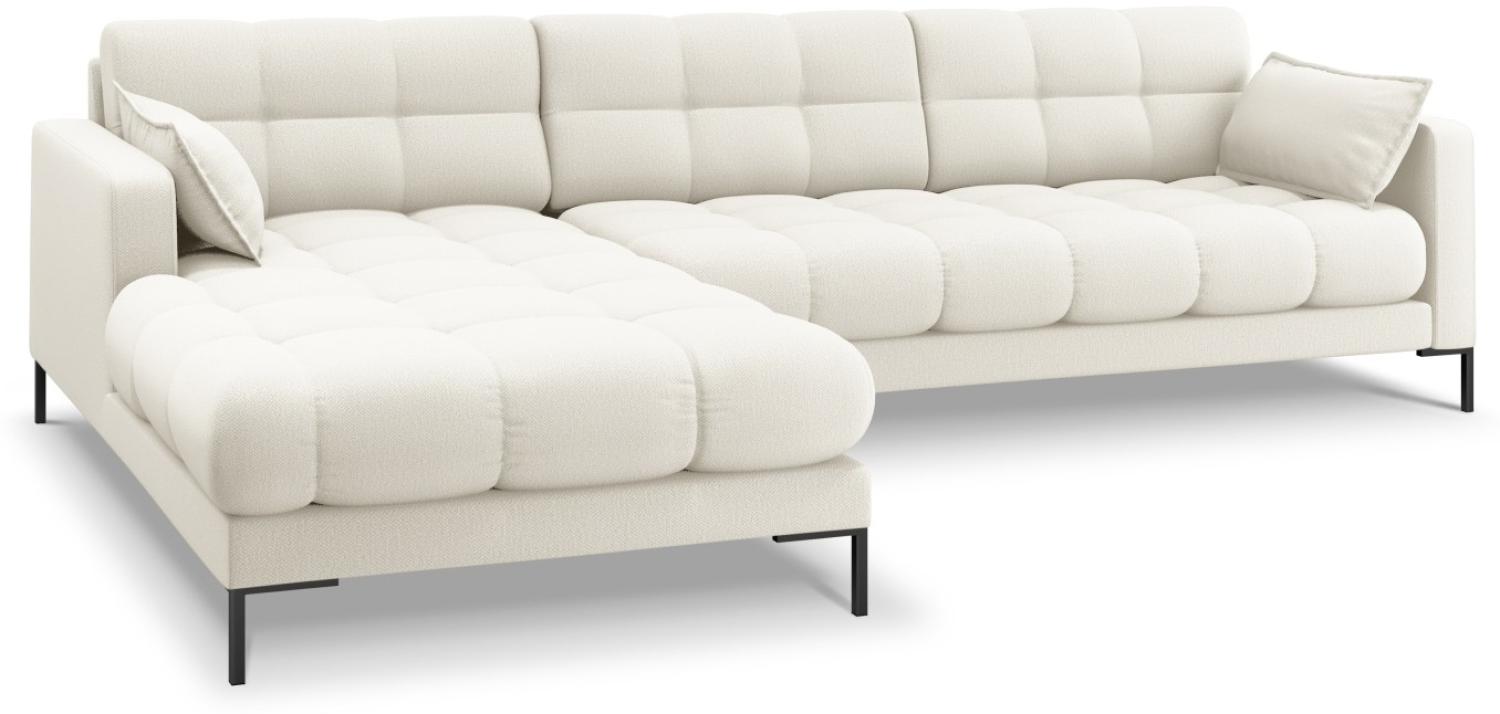 Micadoni 5-Sitzer Ecke links Sofa Mamaia | Bezug Light Beige | Beinfarbe Black Metal Bild 1