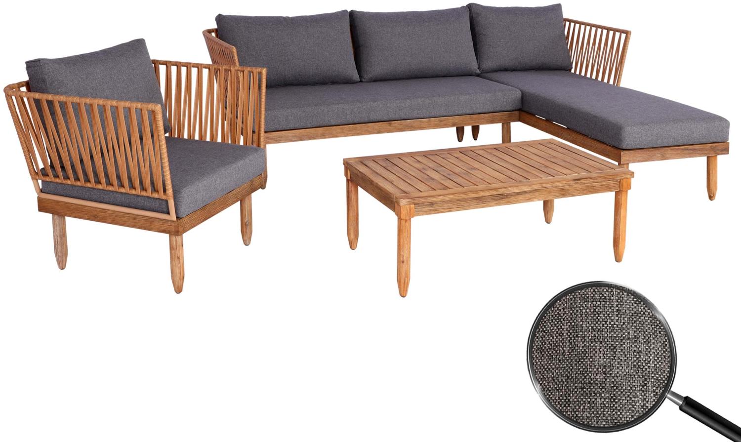 Garten-Garnitur HWC-L29, Garnitur Sitzgruppe Lounge-Set Sofa, Akazie Holz MVG-zertifiziert ~ dunkelgrau Bild 1