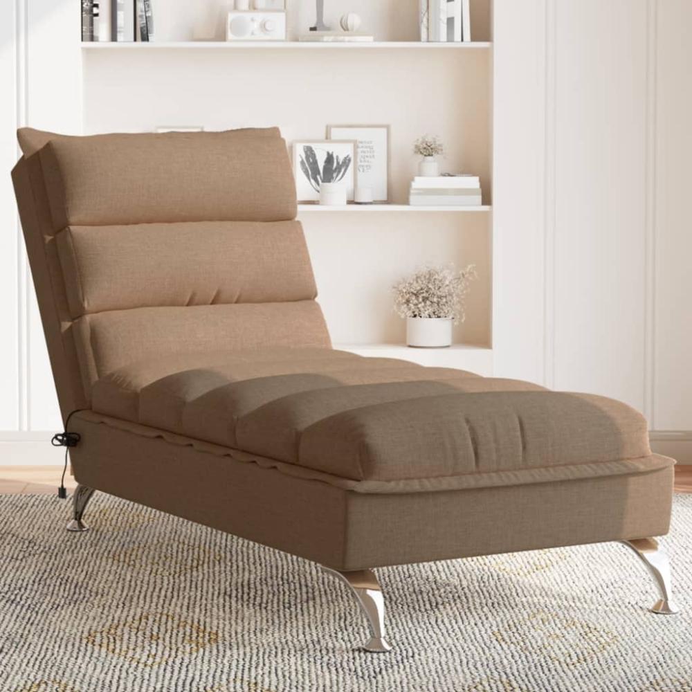 vidaXL Massage-Chaiselongue mit Kissen Braun Stoff 379478 Bild 1