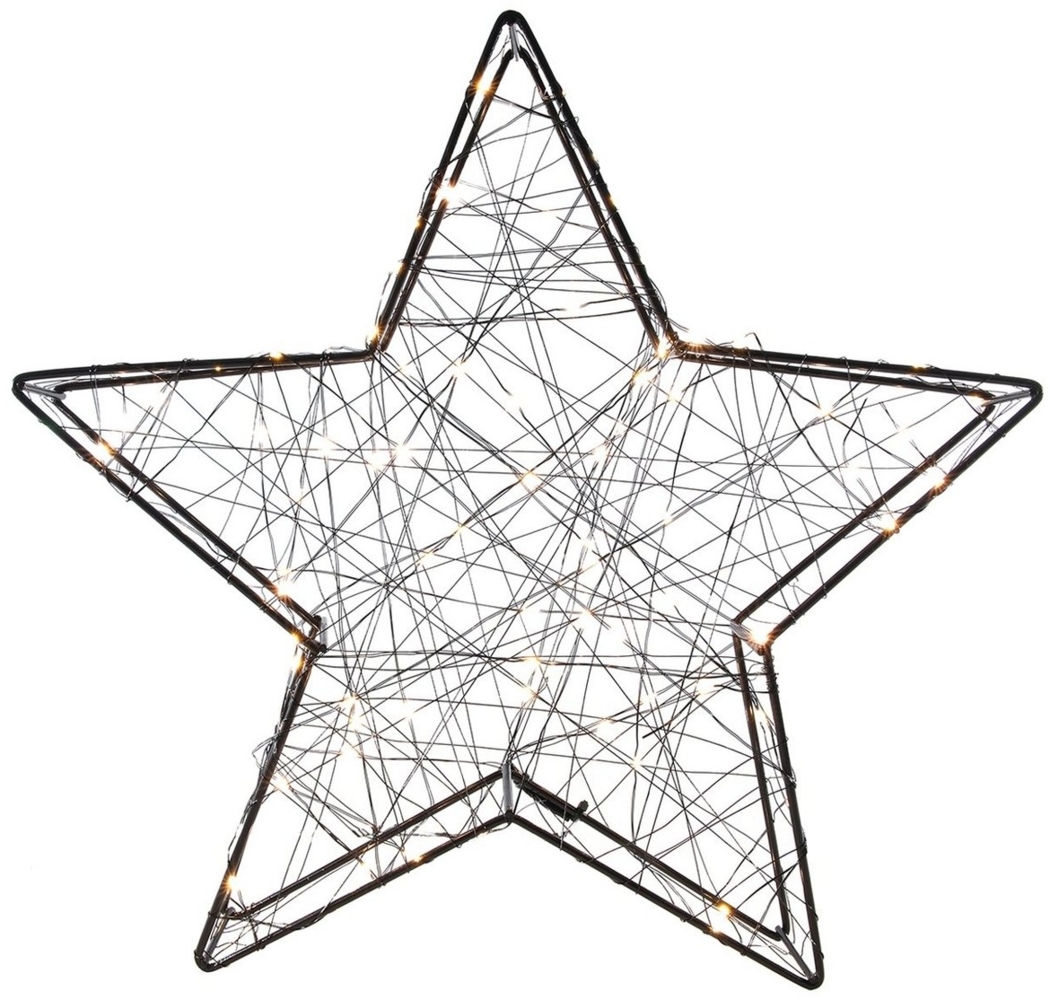 HIT Trading LED Stern INGA, 38 x 38 cm, Schwarz, Metall, Drahtgeflecht, LED fest integriert, IP44 Bild 1