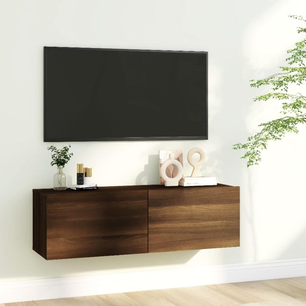 vidaXL TV-Wandschrank Braun Eiche 100x30x30 cm Holzwerkstoff 815098 Bild 1