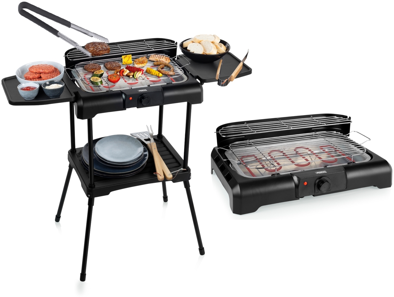 2in1 Standgrill & Tischgrill mit Grillzange 40x25cm, 2200Watt Bild 1