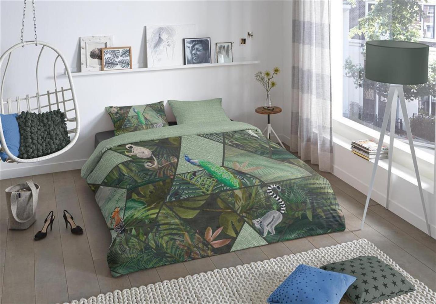 good morning Renforcé Bettwäsche 3 teilig Bettbezug 240x220 cm Kopfkissenbezug 60x70 cm Danique 2237.44.03 Green Bild 1