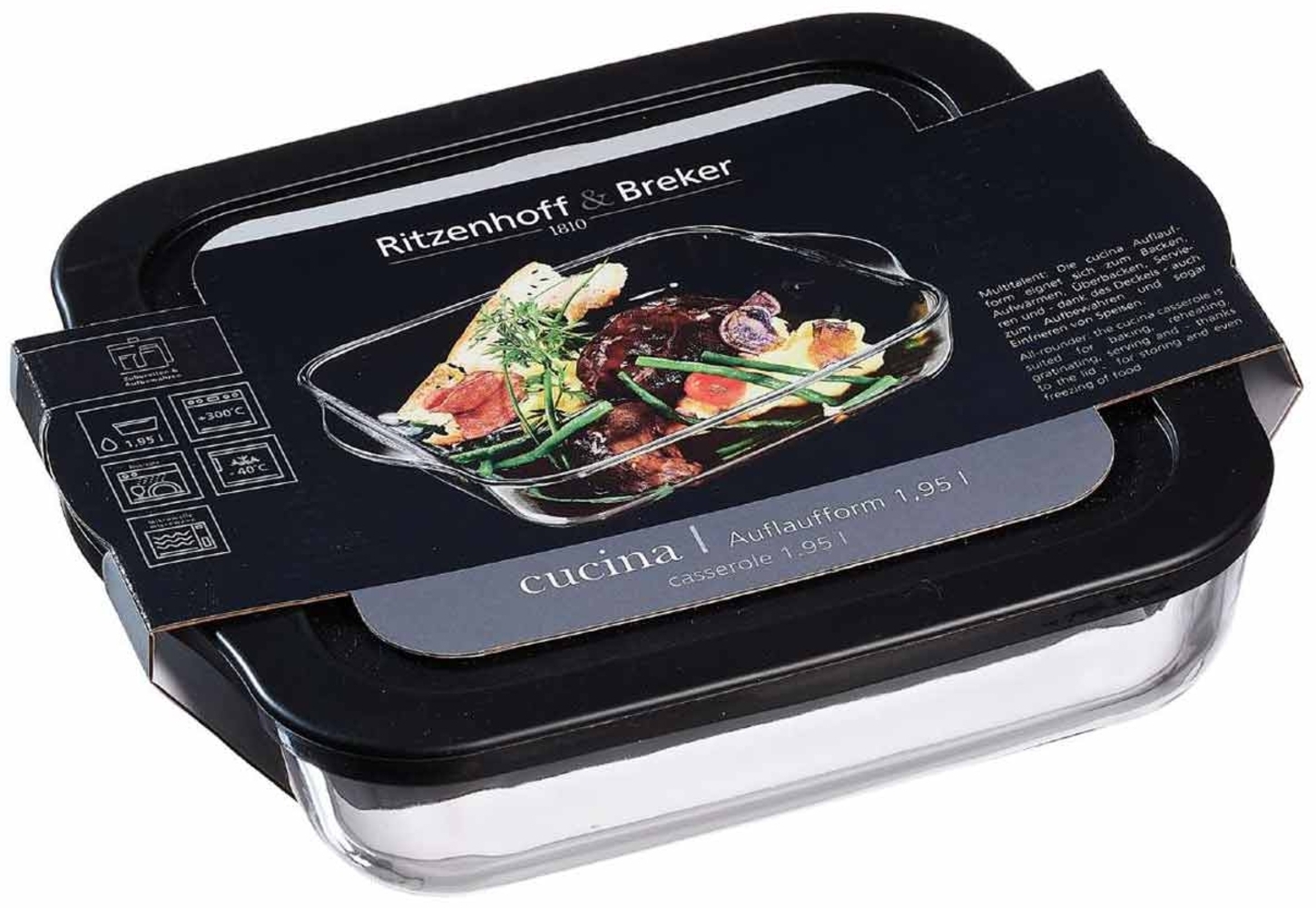 Ritzenhoff & Breker Cucina Auflaufform mit Frischhaltedeckel quadratisch 1,95 l Bild 1