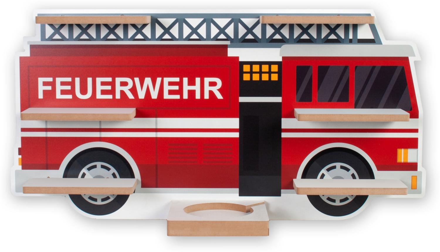 Kreative Feder Toniebox Regal Wandregal \"Feuerwehrauto\" Regal für Musikbox und Figuren fürs Kinderzimmer aus MDF, Rot Bild 1