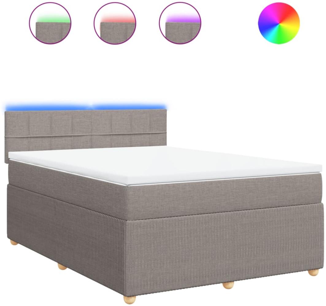 vidaXL Boxspringbett mit Matratze Taupe 160x200 cm Stoff 3289811 Bild 1