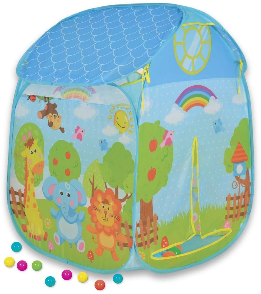 Moni Kinderspielzelt Zoo 995-5001C, Spielhaus, Bällebad, 50 bunte Spielbälle blau Bild 1