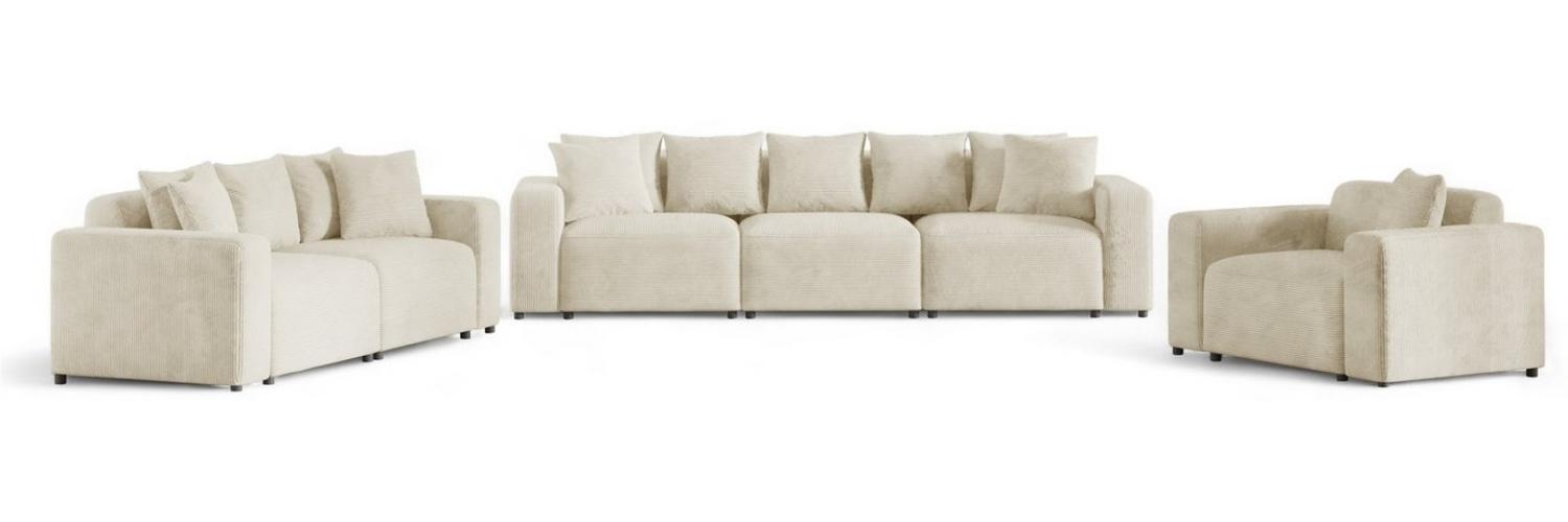 Sofaset Designersofas MEGAN 3-2-1 in Stoff Poso Creme Bild 1