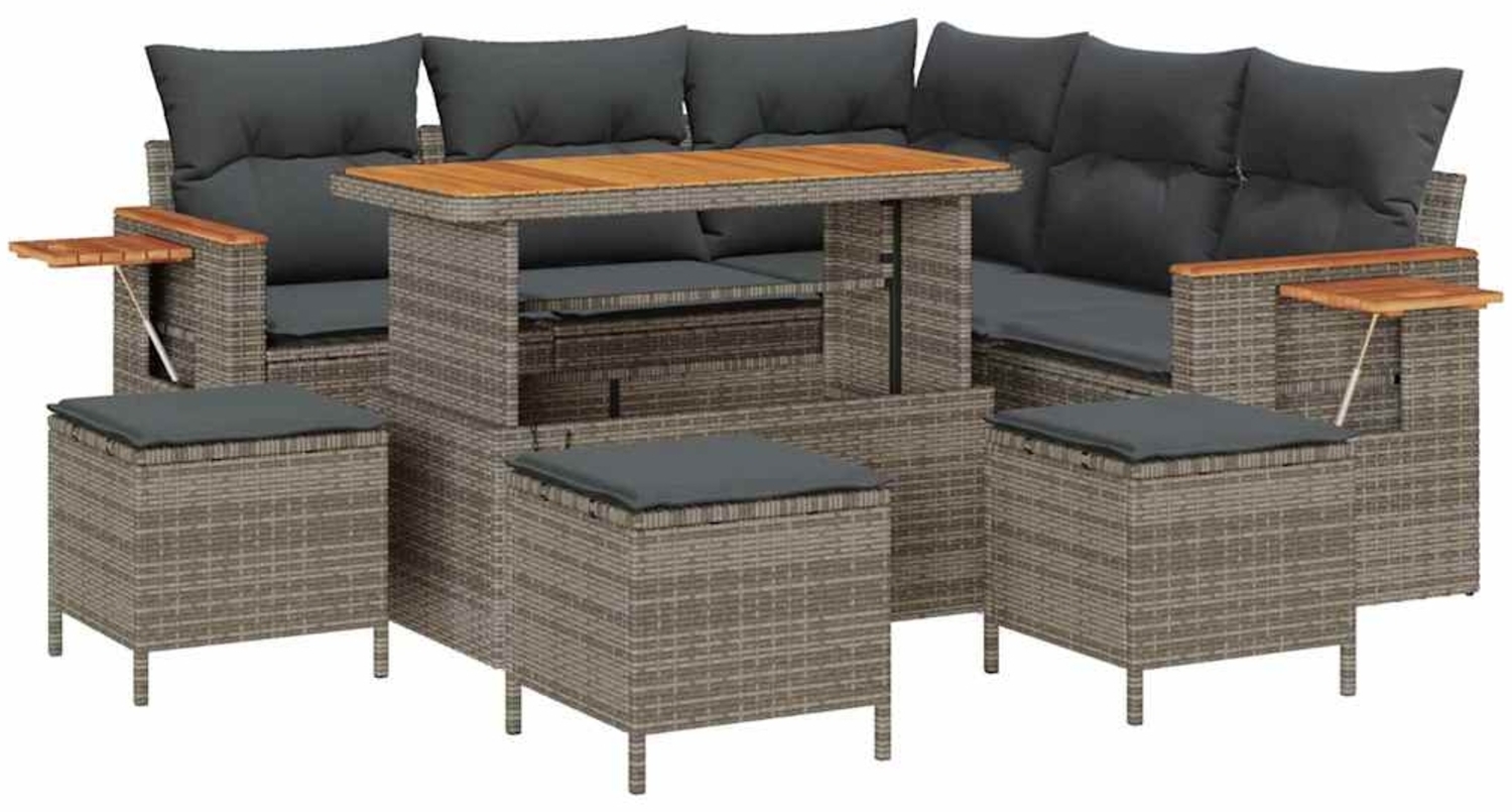 vidaXL Garten-Sofa-Set mit Kissen 9 pcs Grau 3363183 Bild 1