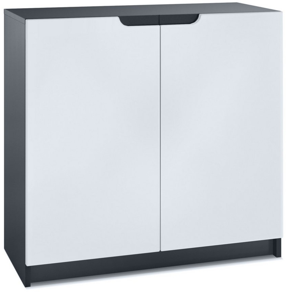 Vladon Kommode Logan (Kommode, mit 2 Türen), Schwarz matt/Weiß matt (82 x 78 x 37 cm) Bild 1