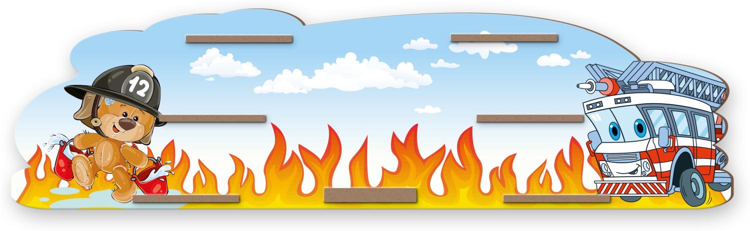 Kreative Feder Toniebox Regal Wandregal \"Feuerwehr\" Regal für Musikbox und Figuren fürs Kinderzimmer aus MDF, Mehrfarbig Bild 1