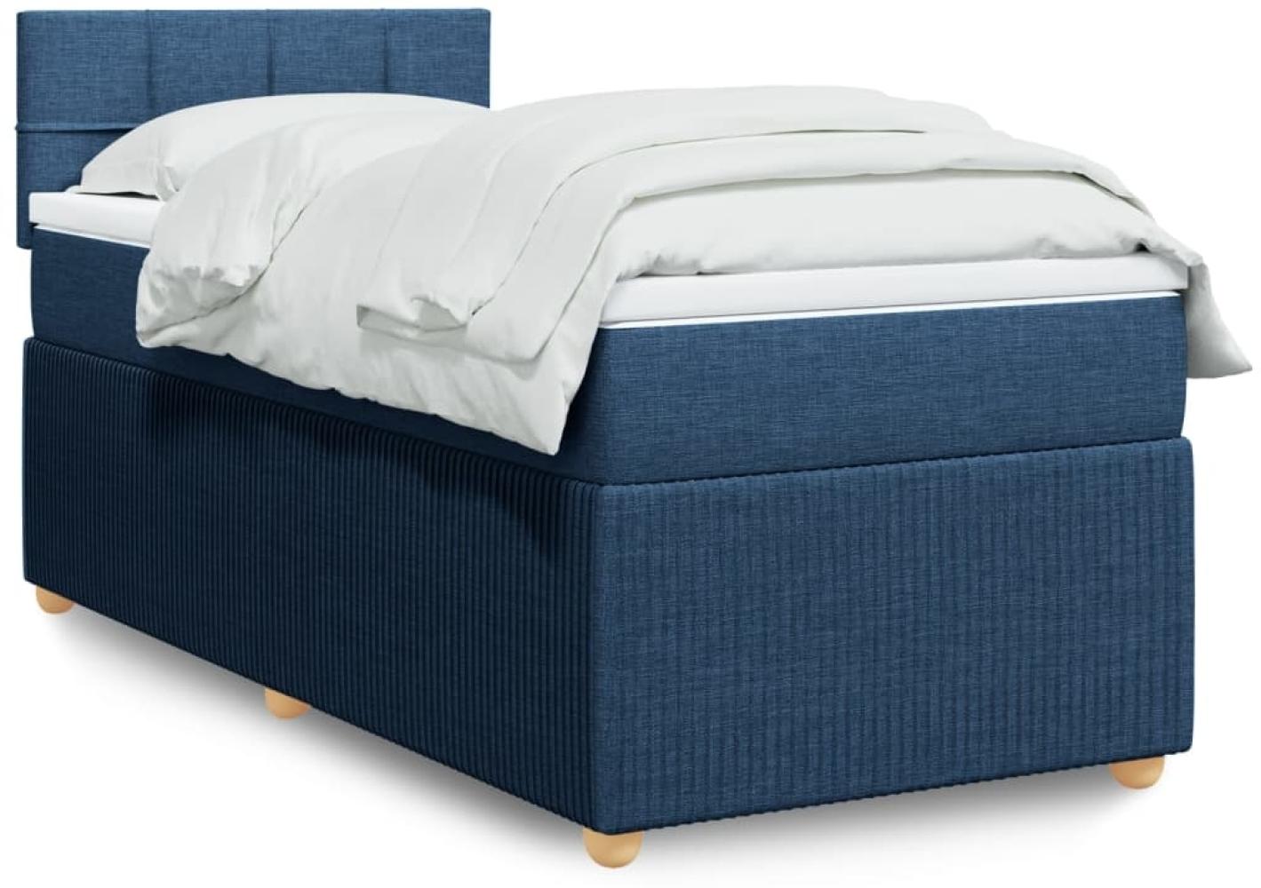 vidaXL Boxspringbett mit Matratze Blau 90x200 cm Stoff 3289645 Bild 1