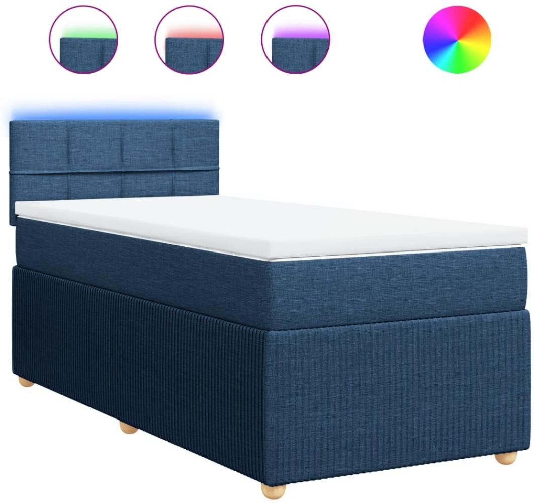vidaXL Boxspringbett mit Matratze Blau 90x200 cm Stoff 3289645 Bild 1