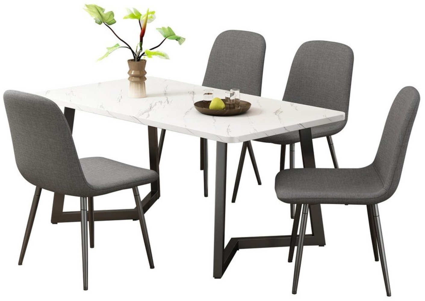 JOIVI Esstisch Essgruppe, (5-tlg),Esstisch mit Esszimmerstühle (Beine aus Metall, mit Rückenlehne, 1 Esstisch mit 4 Stühle), in modernem Design mit Rückenlehne Bild 1