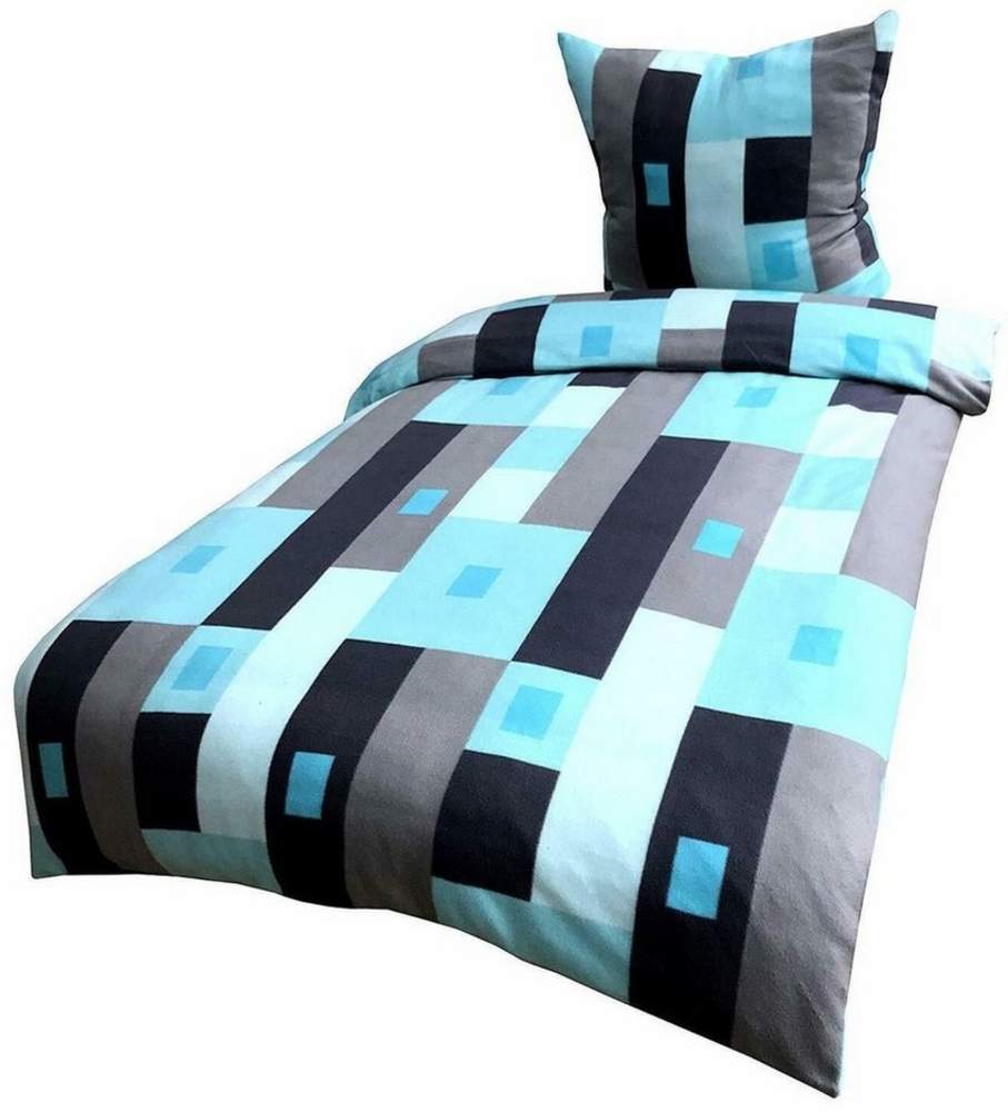 Leonado Vicenti Bettwäsche 2 tlg Winter Bettwäsche 135x200 Thermo Fleece Flauschig LONDON TÜRKIS, Fleece, 2 teilig, flauschig, Thermofleece, kuschelig, weich, warm, Karo, türkis Bild 1