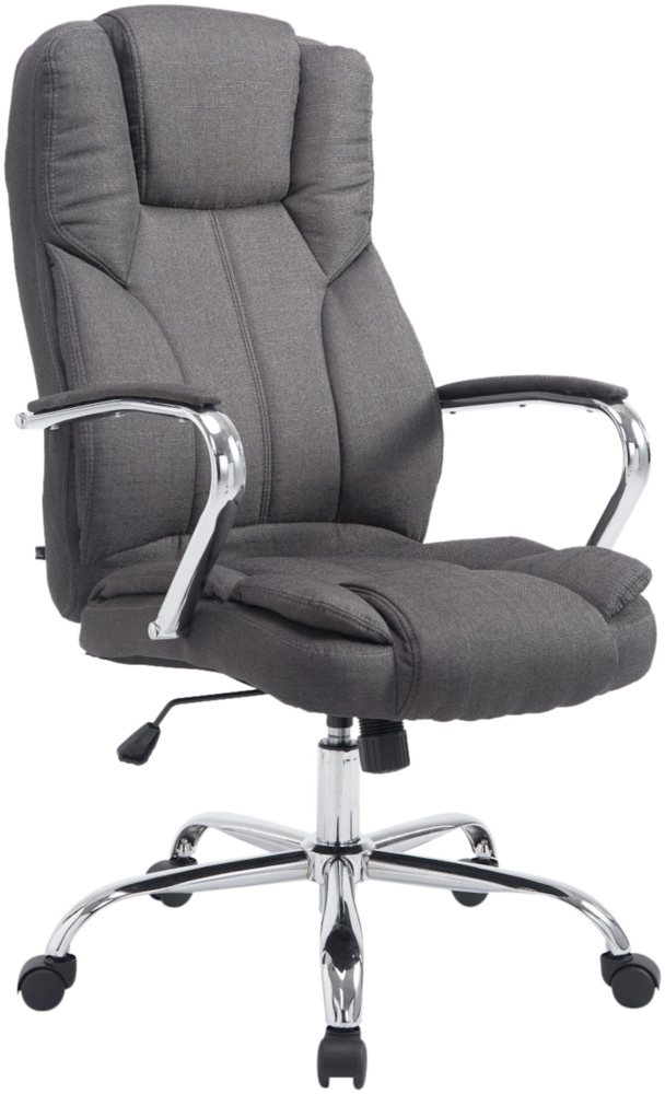 DELUKE® Bürostuhl JUBEL Stoff - 115 x 62 x 70, Dunkelgrau Stoff Metall in Chromoptik Gestell ergonomische Bürostühle Homeoffice Stuhl mit Rollen Bild 1