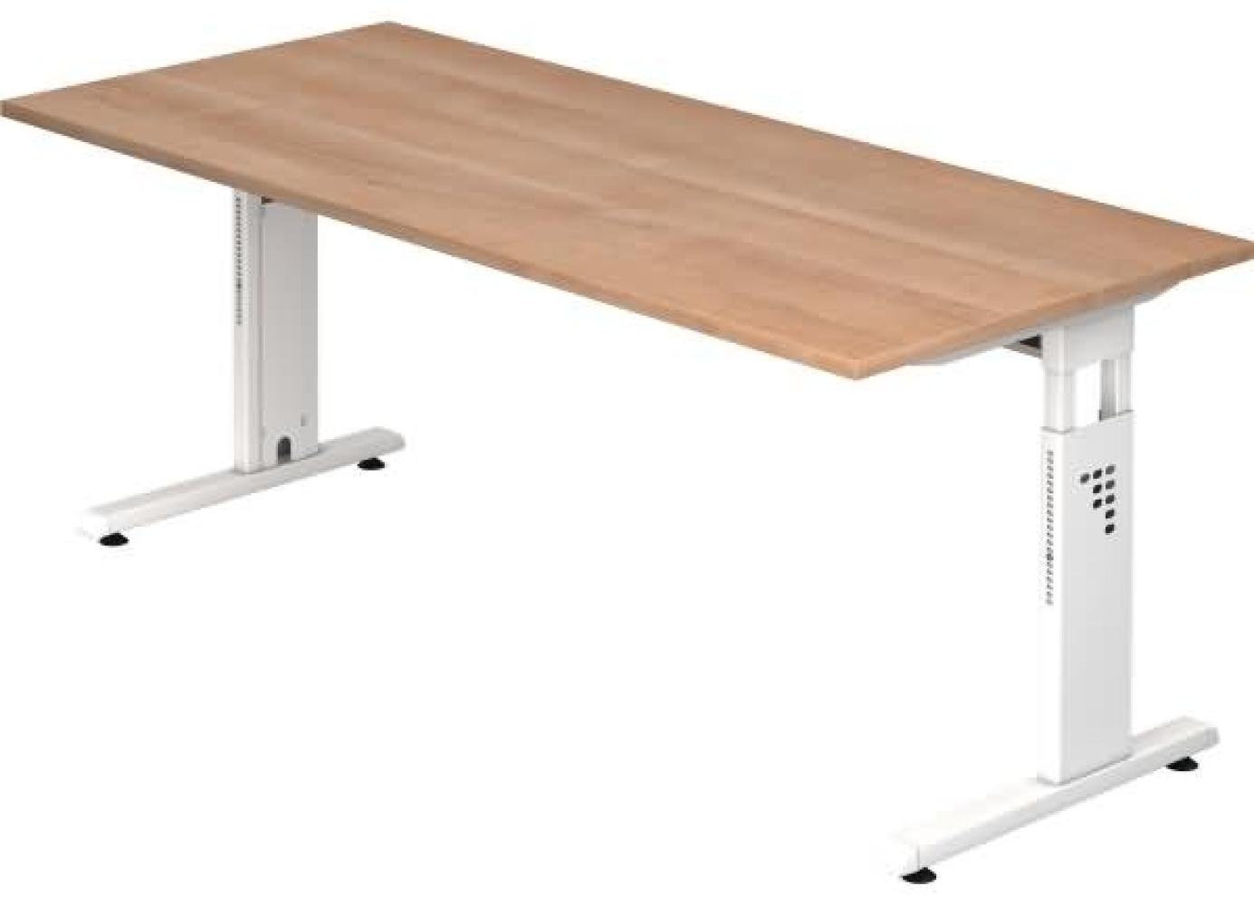 Schreibtisch OS19 C-Fuß 180x80cm Nussbaum Gestellfarbe: Weiß Bild 1