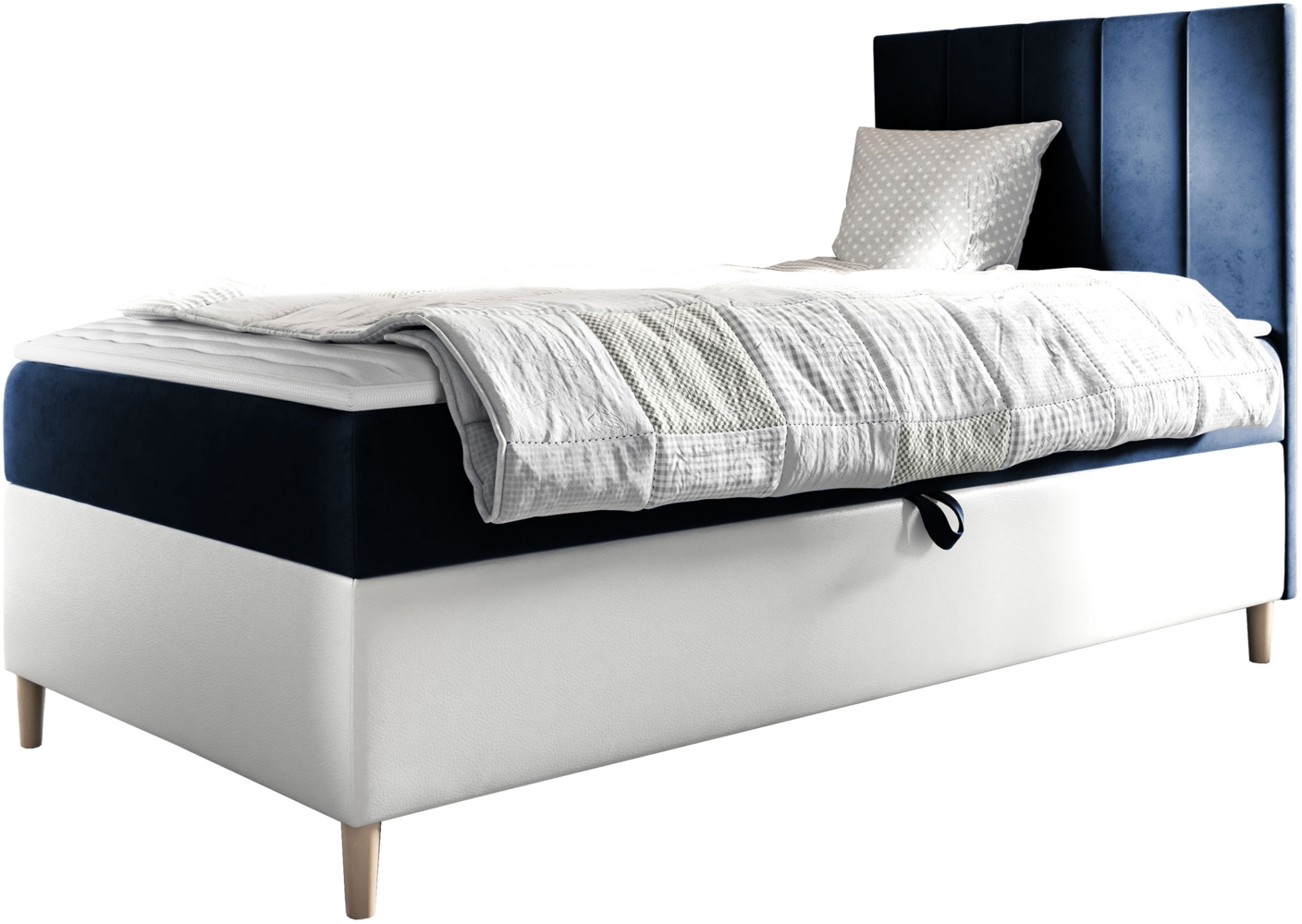 Boxspringbett Chapeni 'Junior 1' blau 90 x 200 cm Rechts Bild 1