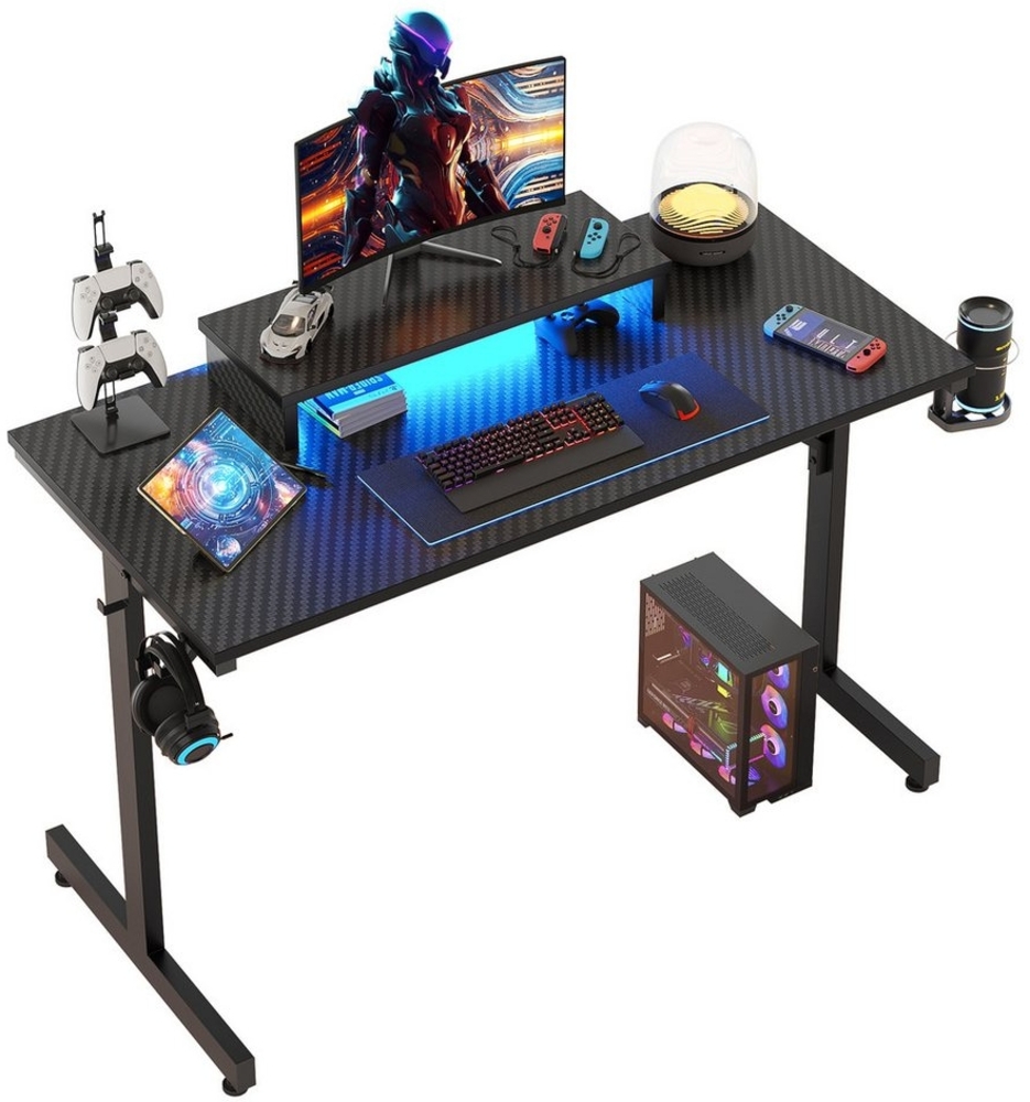 Bestier Gamingtisch 106cm Gaming Schreibtisch mit RGB-LED, 106cm Jugendschreibtisch (Gamer Tisch mit Tablett Ständer, Getränkehalter und Kopfhörerhaken), Ergonomischer Computertisch fur Spielzimmer Bild 1
