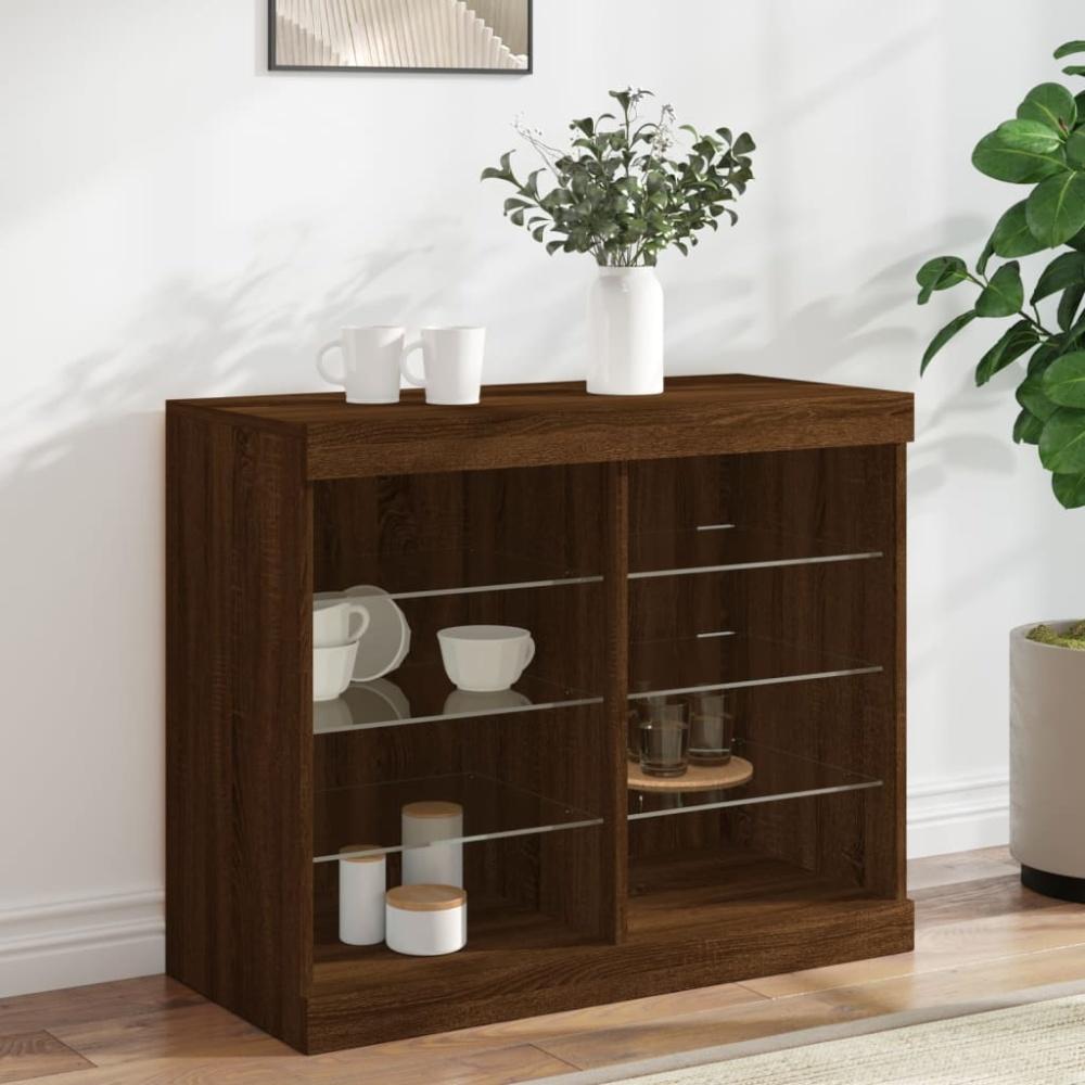 vidaXL Sideboard mit LED-Leuchten Braun Eichen-Optik 81x37x67 cm 836706 Bild 1