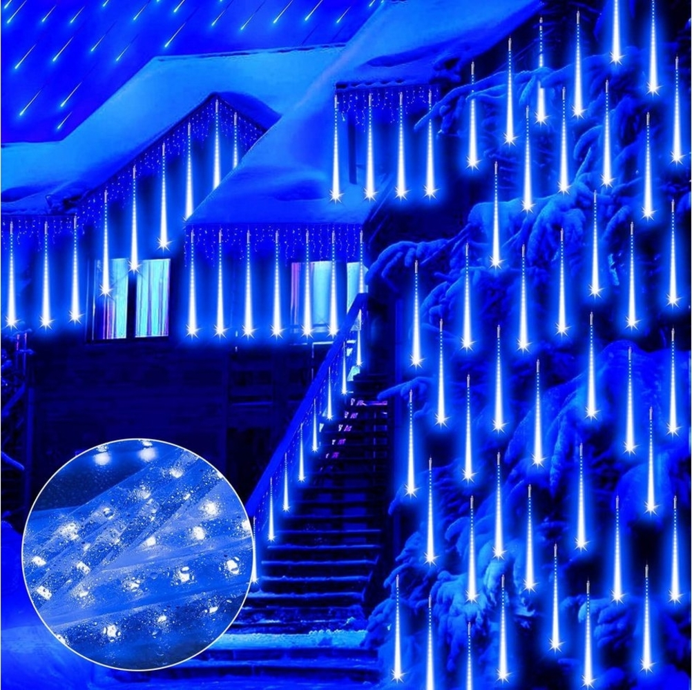 LMaxhome Lichterkette LED Weihnachtsdeko Meteorschauer Röhre Regenlichterkette Wasserdicht, 30/50CM Schlauch Außen Garten Party Weihnachtsbaum Icicle Lichterregen Bild 1