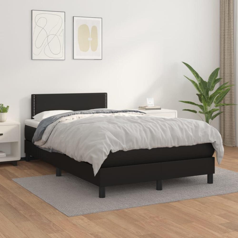 vidaXL Boxspringbett mit Matratze Schwarz 120x200 cm Kunstleder 3141053 Bild 1