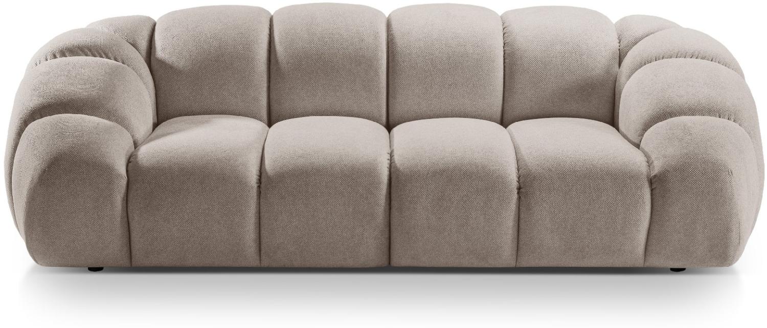 Micadoni Sofa Diana 3-Sitzer Strukturierter Samtstoff Dunkelbeige Bild 1