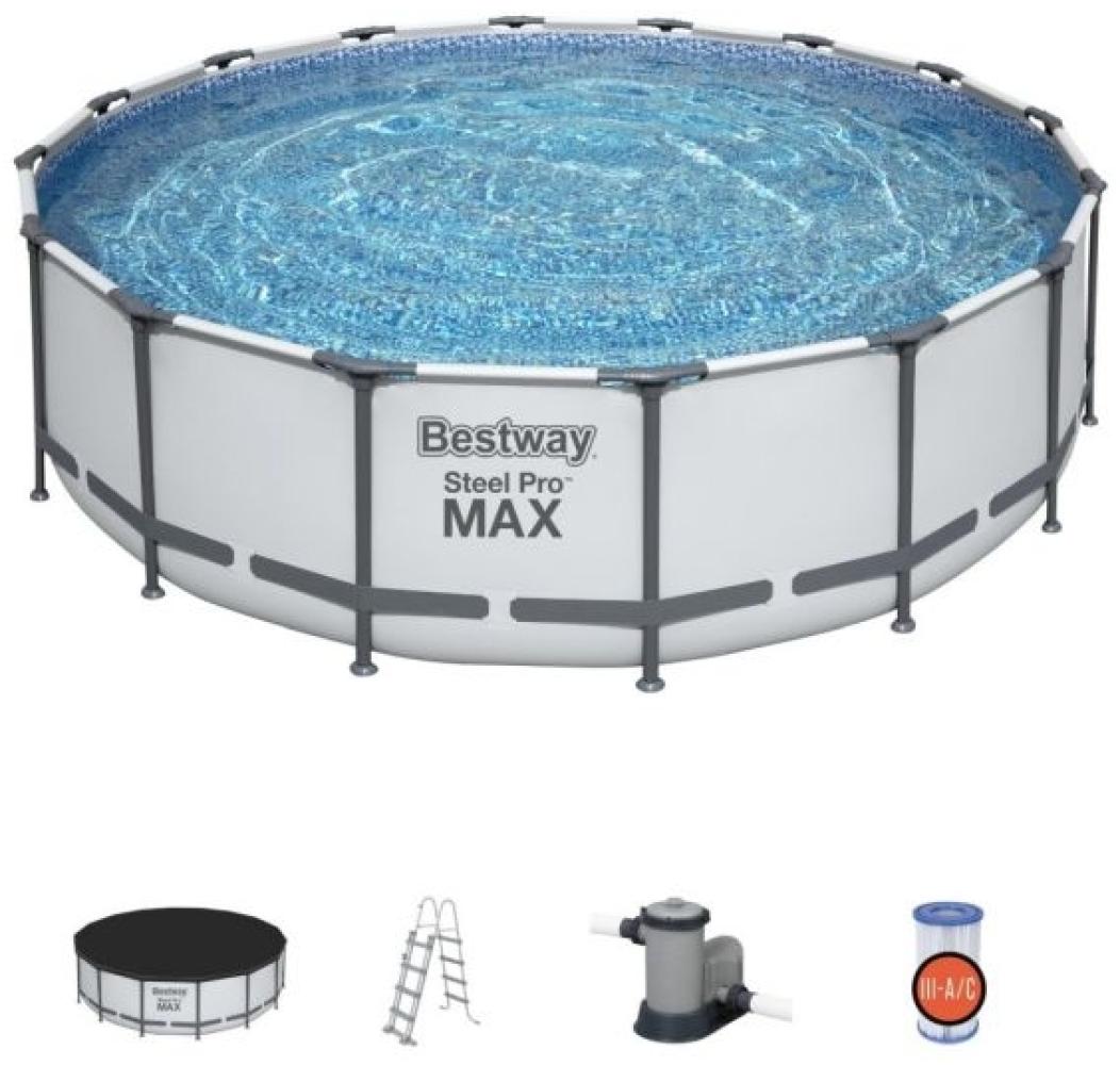 Steel Pro Max Rahmenpool 488X122 Grau 16Ft Bestway 5In1 + Leiter + Abdeckung Bild 1