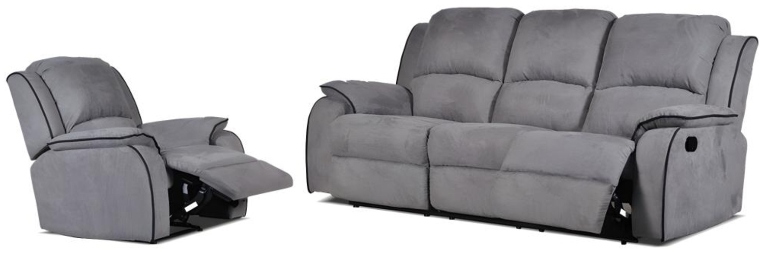 Vente-unique - Couchgarnitur Relax 3+1 - Microfaser - Grau - HERNANI Bild 1