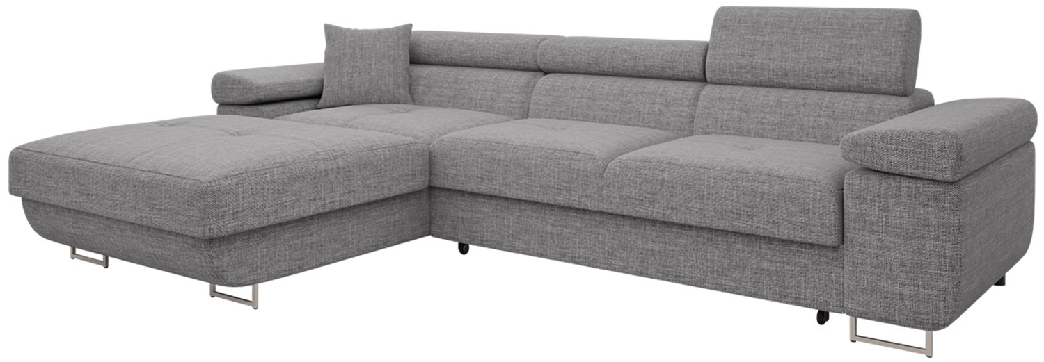 Ecksofa Torezio Mini mit Bettkasten, Schlaffunktion und Einstellbare Kopfstützen (Farbe: Lux 05, Seite: Links) Bild 1