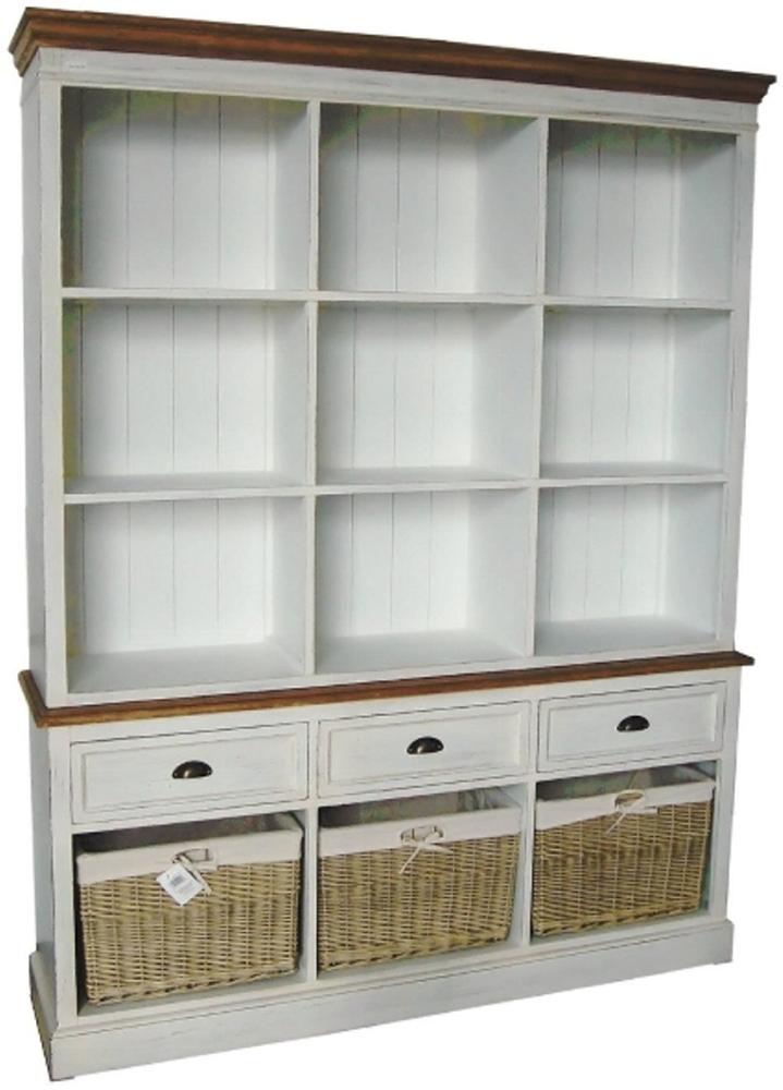 Casa Padrino Landhausstil Wandschrank Antik Weiß / Braun 160 x 40 x H. 206 cm - Landhausstil Möbel Bild 1