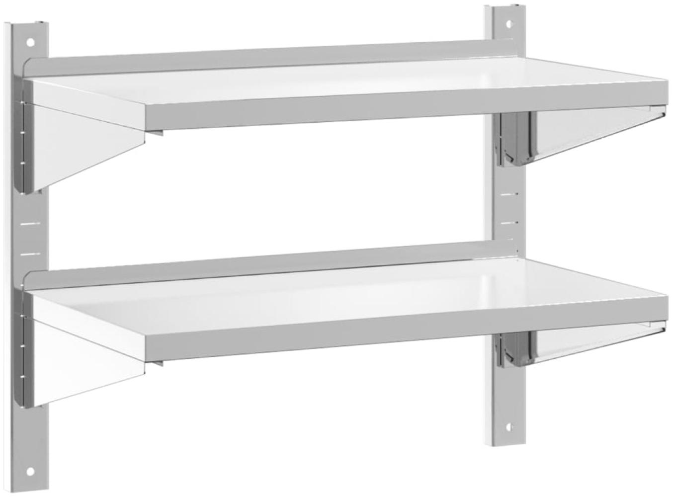 vidaXL Wandregal mit 2 Böden 75x40x60 cm Silbern Edelstahl 30312 Bild 1