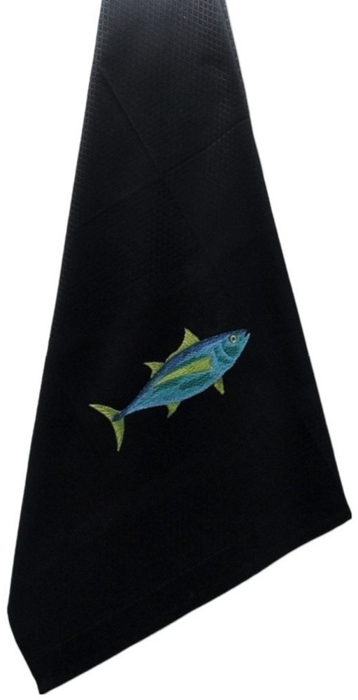 Vista Portuguese Geschirrtuch Thunfisch mit exklusiver Stickerei, 100 % Baumwolle, schwarz Bild 1