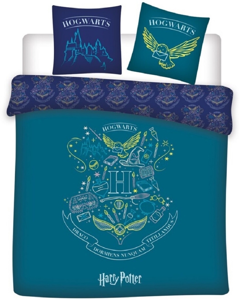 Harry Potter Doppelbettwäsche Set – 1x Deckenbezug 240x220 cm & 2x Kissenbezüge 63x63 cm Bild 1