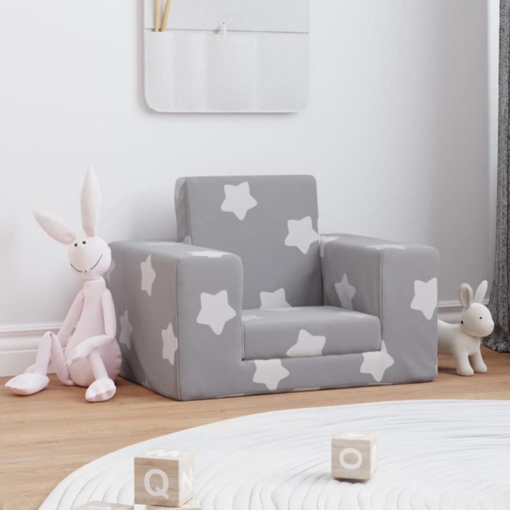 vidaXL Schlafsofa für Kinder Hellgrau Sterne Weich Plüsch 341821 Bild 1