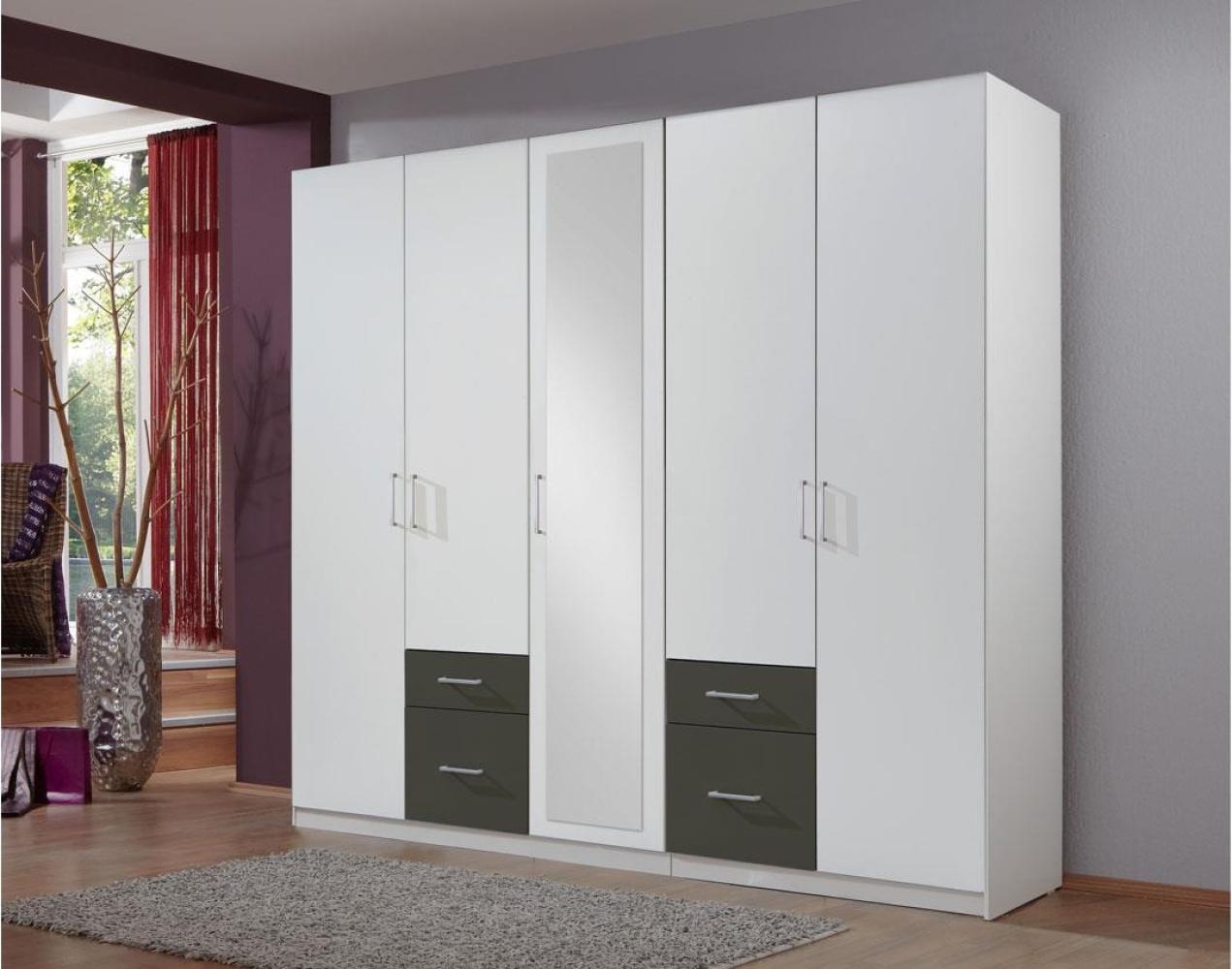 Kleiderschrank FREIBURG in Alpinweiß und anthrazit 225 cm Bild 1