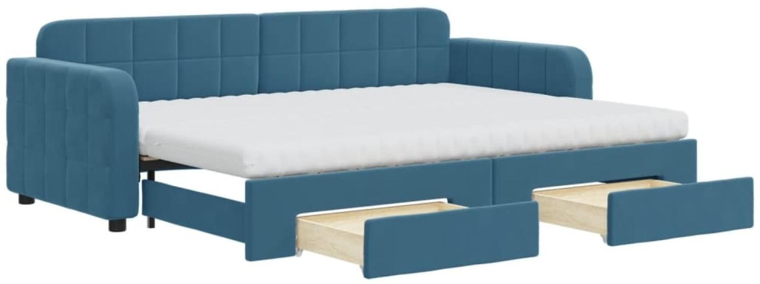 vidaXL Tagesbett Ausziehbar mit Schubladen Blau 80x200 cm Samt 3196993 Bild 1