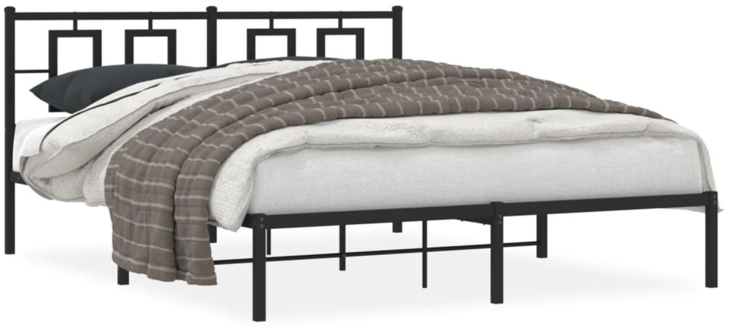 vidaXL Bettgestell mit Kopfteil Metall Schwarz 150x200 cm 374243 Bild 1