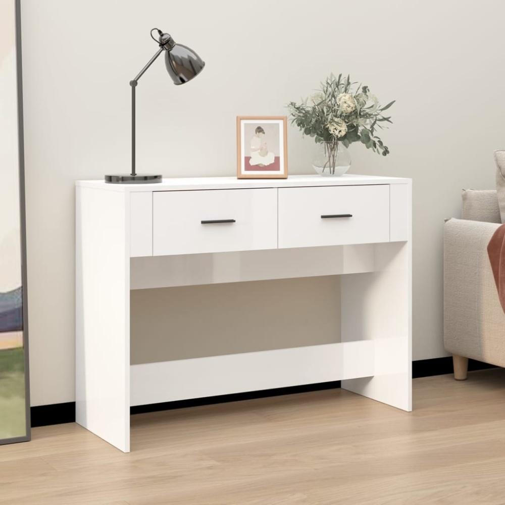 vidaXL Konsolentisch Hochglanz-Weiß 100 x 39 x 75 cm Holzwerkstoff Bild 1