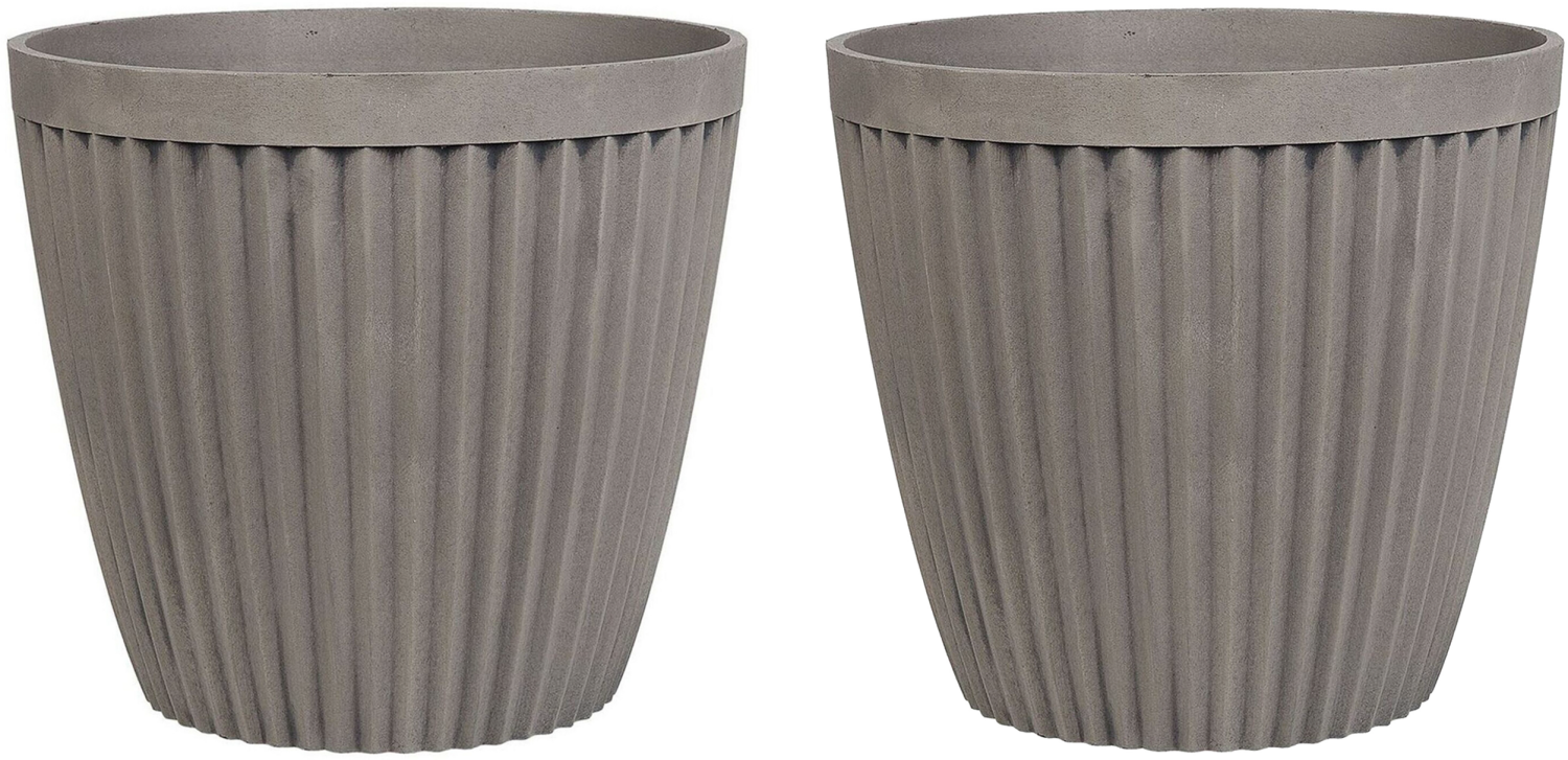 Blumentopf 2er Set taupe rund 36 x 36 x 33 cm POKA Bild 1