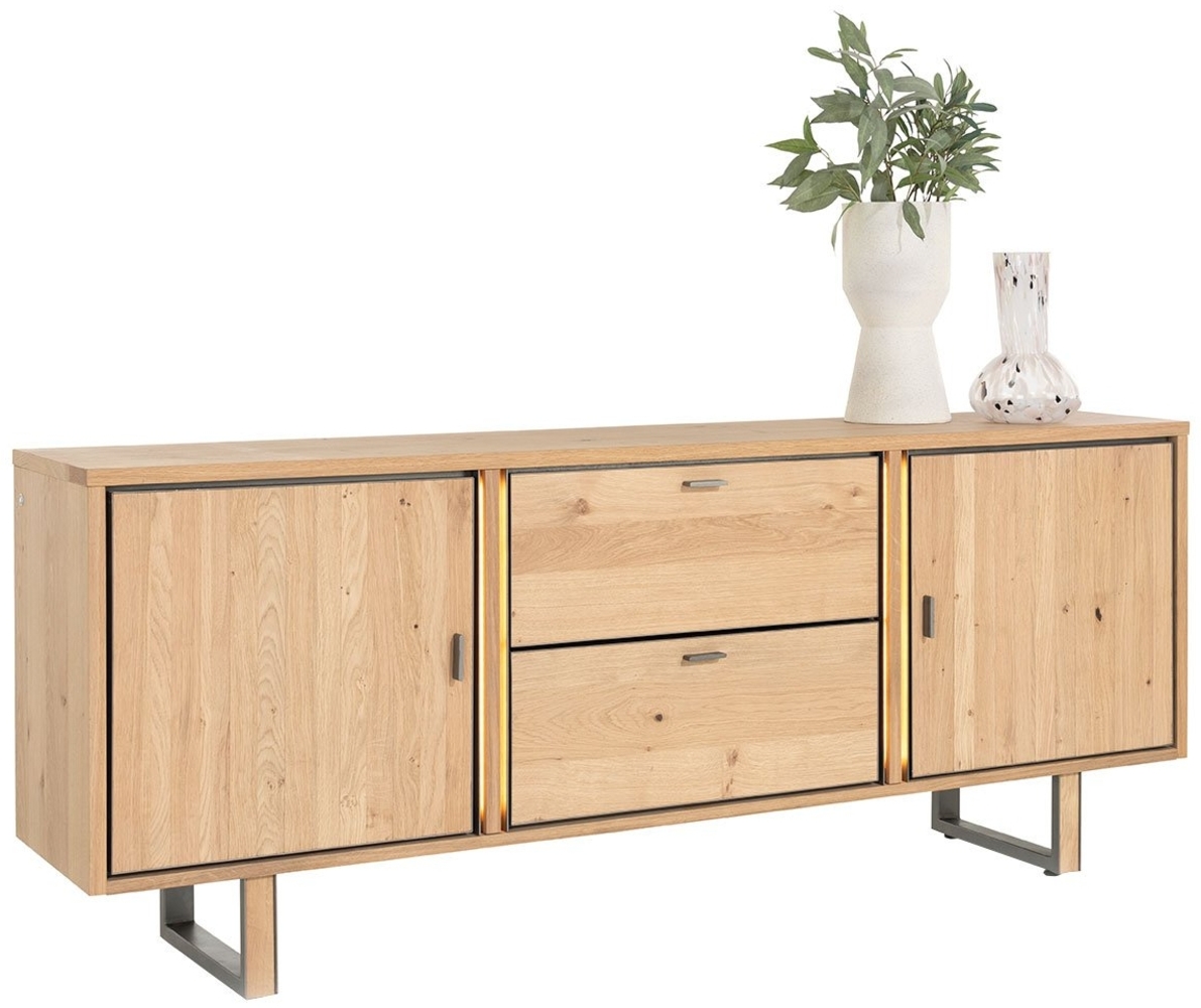 Sideboard Shimanto, Echtholz, Holzfarben, 200 x 80 x 42 cm Bild 1