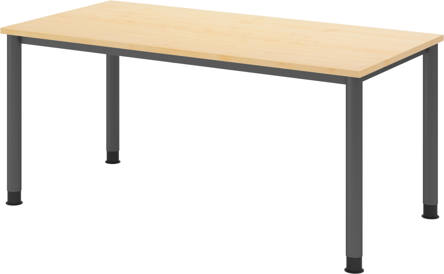 bümö höhenverstellbarer Schreibtisch H-Serie 160x80 cm in Ahorn, Gestell in Graphit - PC Tisch für's Büro manuell höhenverstellbar, Computertisch verstellbar, HS-16-3-G Bild 1