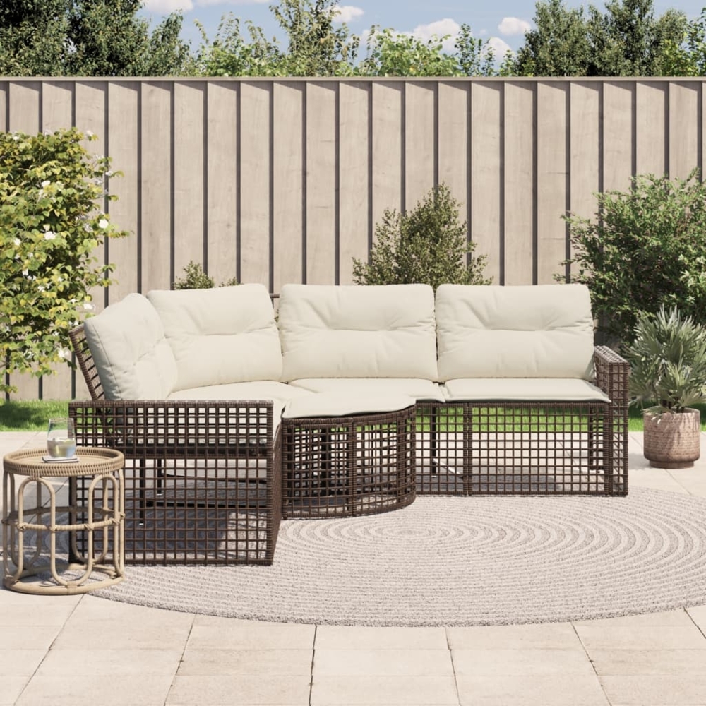 vidaXL Gartensofa in L-Form mit Kissen und Fußbank Braun Poly Rattan 365894 Bild 1